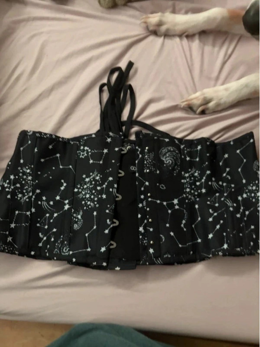Corset Story Black Celestial Constellation Steel Boned Underbust Corset Size 44